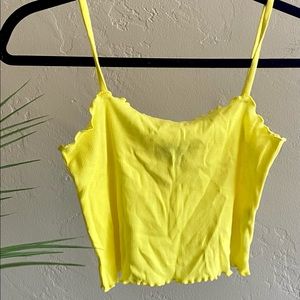 Topshop Neon Yellow Ruffled Tank